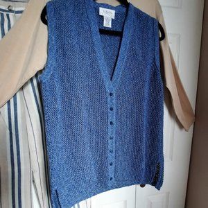 Talbots Petites Cotton Sleeveless Cardigan Sweater Vest Size Small P